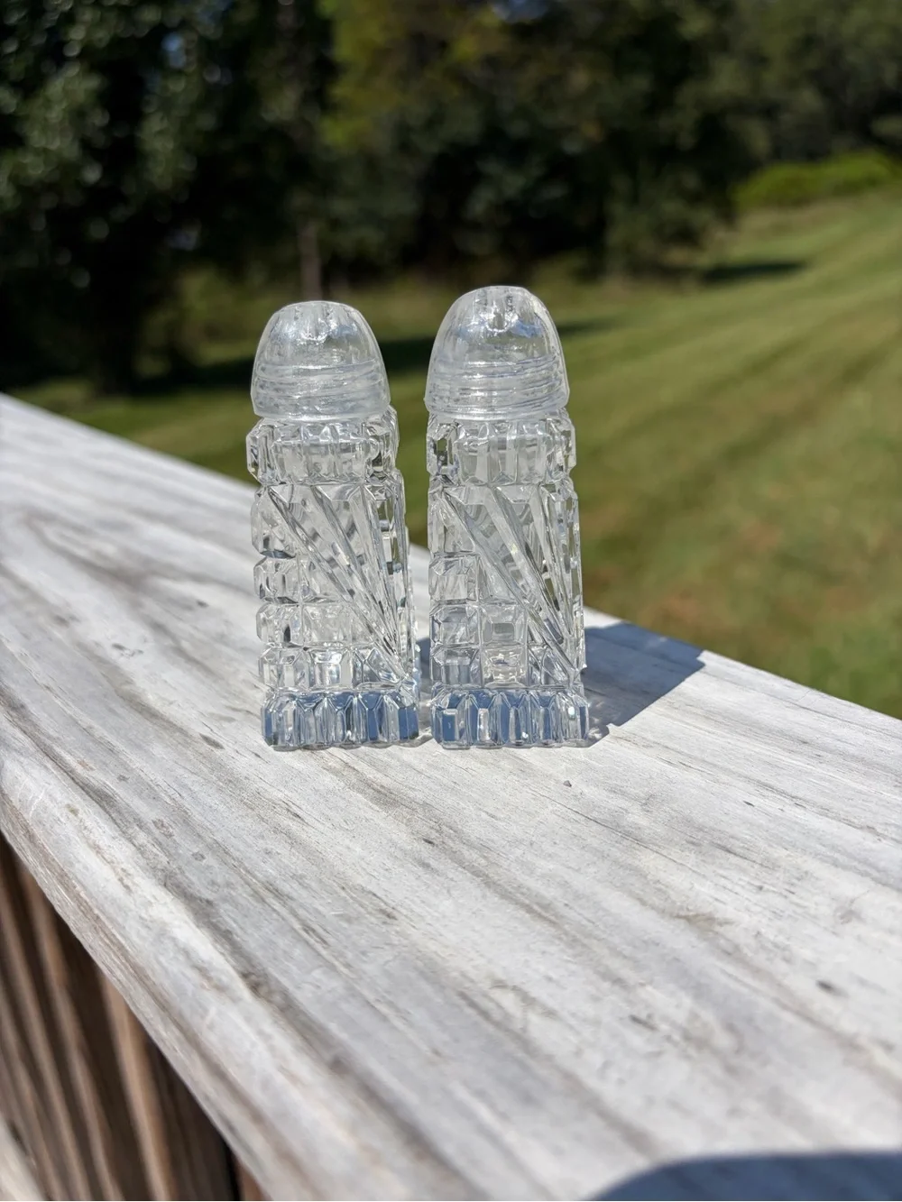 Vintage Lead Crystal Glass Salt & Pepper Shakers Western Germany
